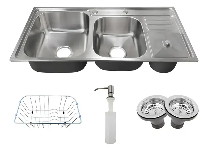 Cuba Pia Cozinha Gourmet Dupla Tubrax Inox 304 Cor Cinza